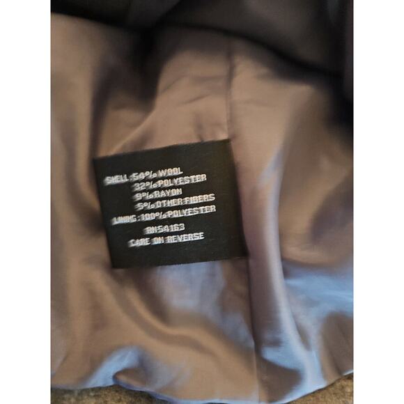 Black Rivet Wool Double Breasted Pea Coat Military Long Line Grey Small 2 4 6‎ - Picture 7 of 7